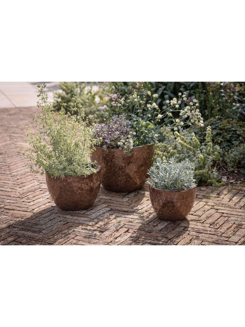 nkuku Dunai terracotta planter 44cm dark brown (British brand)