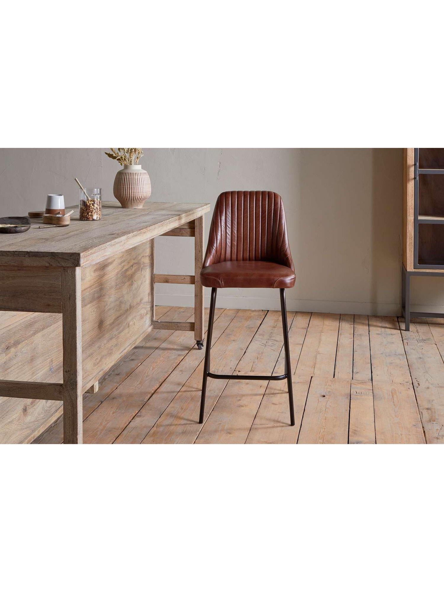 nkuku leather counter chair chocolate brown - British product