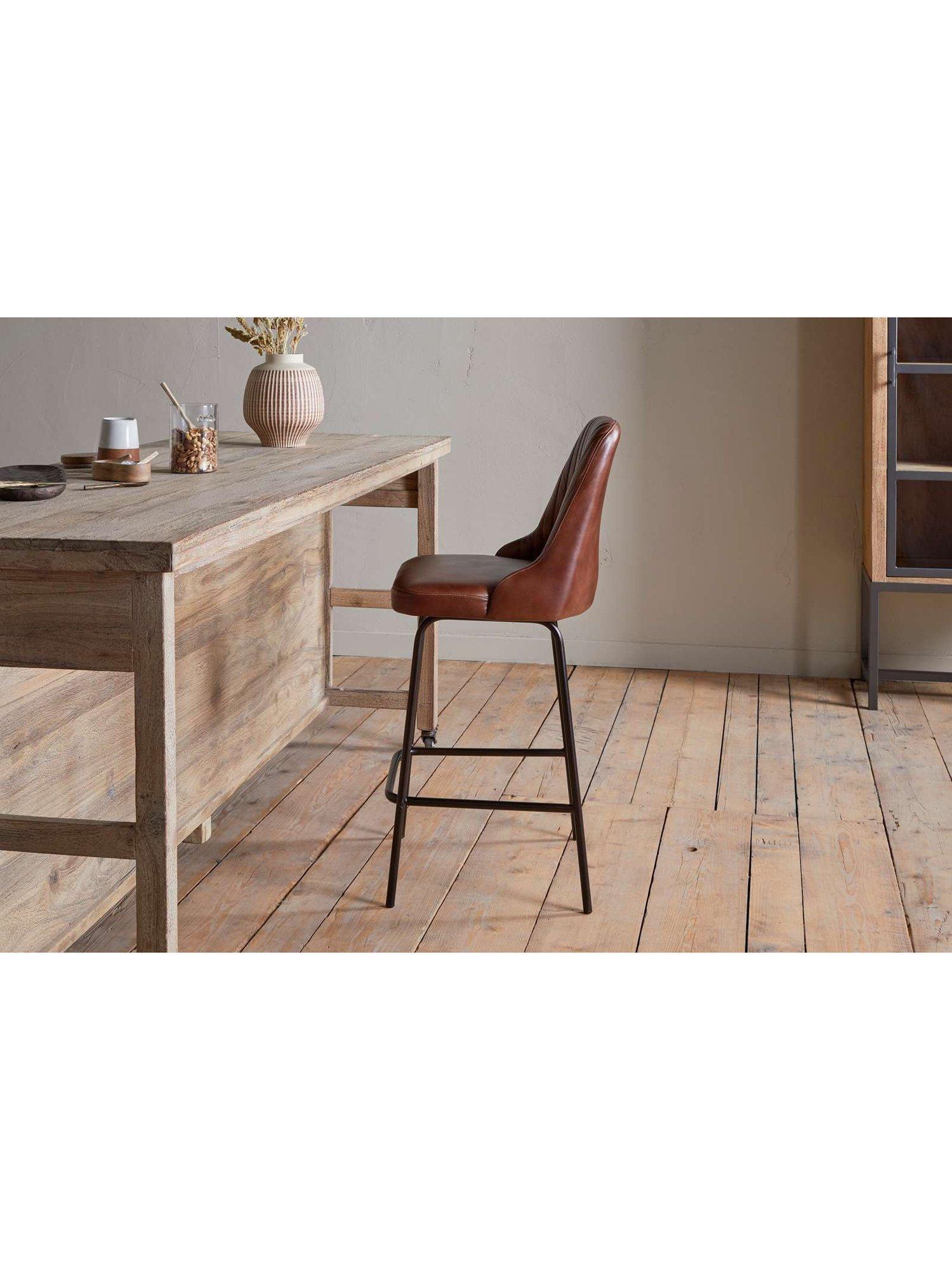 nkuku leather counter chair chocolate brown - British product