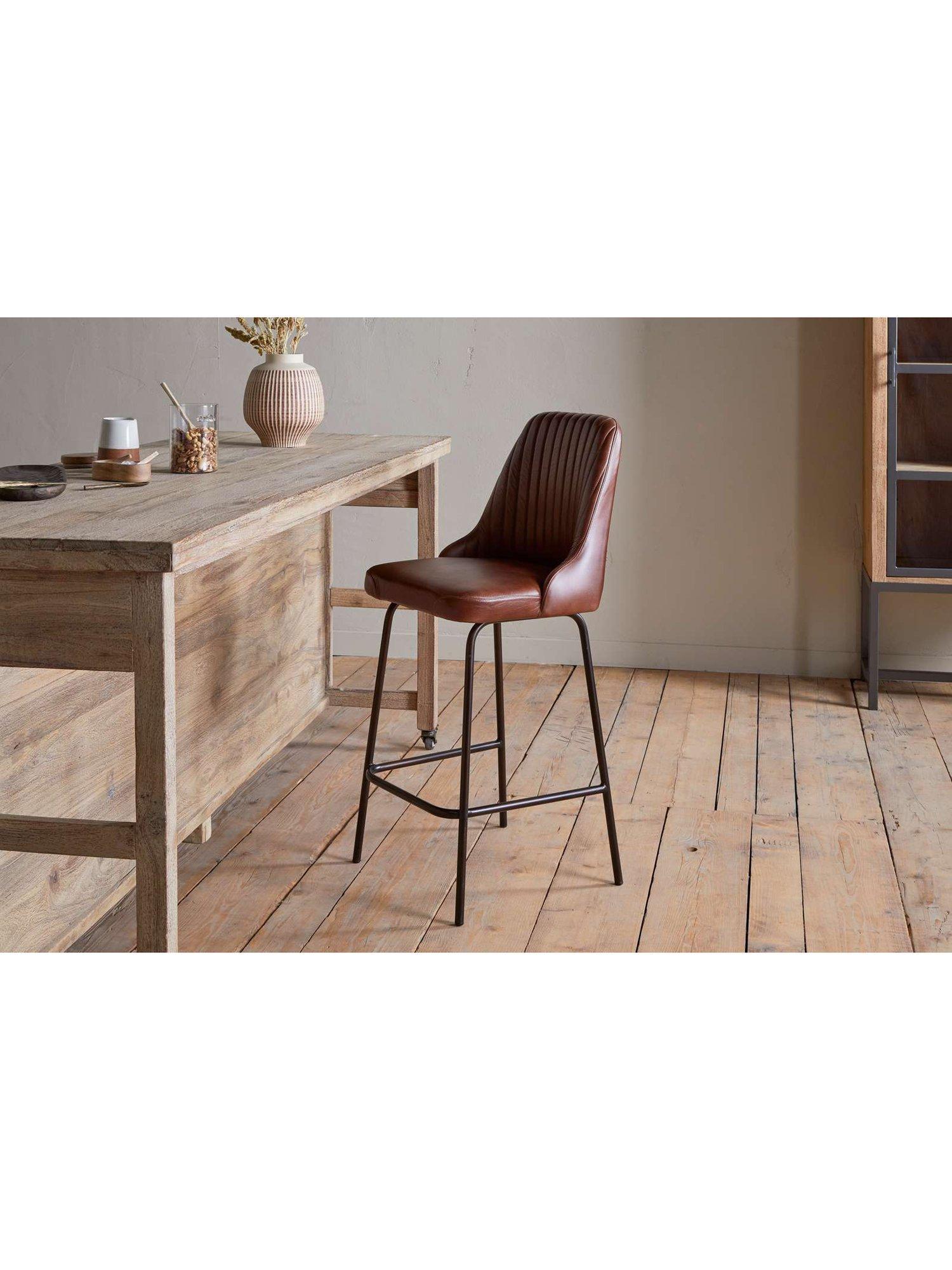 nkuku leather counter chair chocolate brown - British product