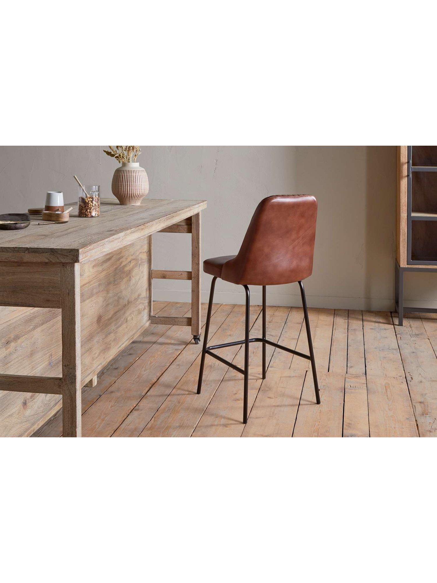 nkuku leather counter chair chocolate brown - British product