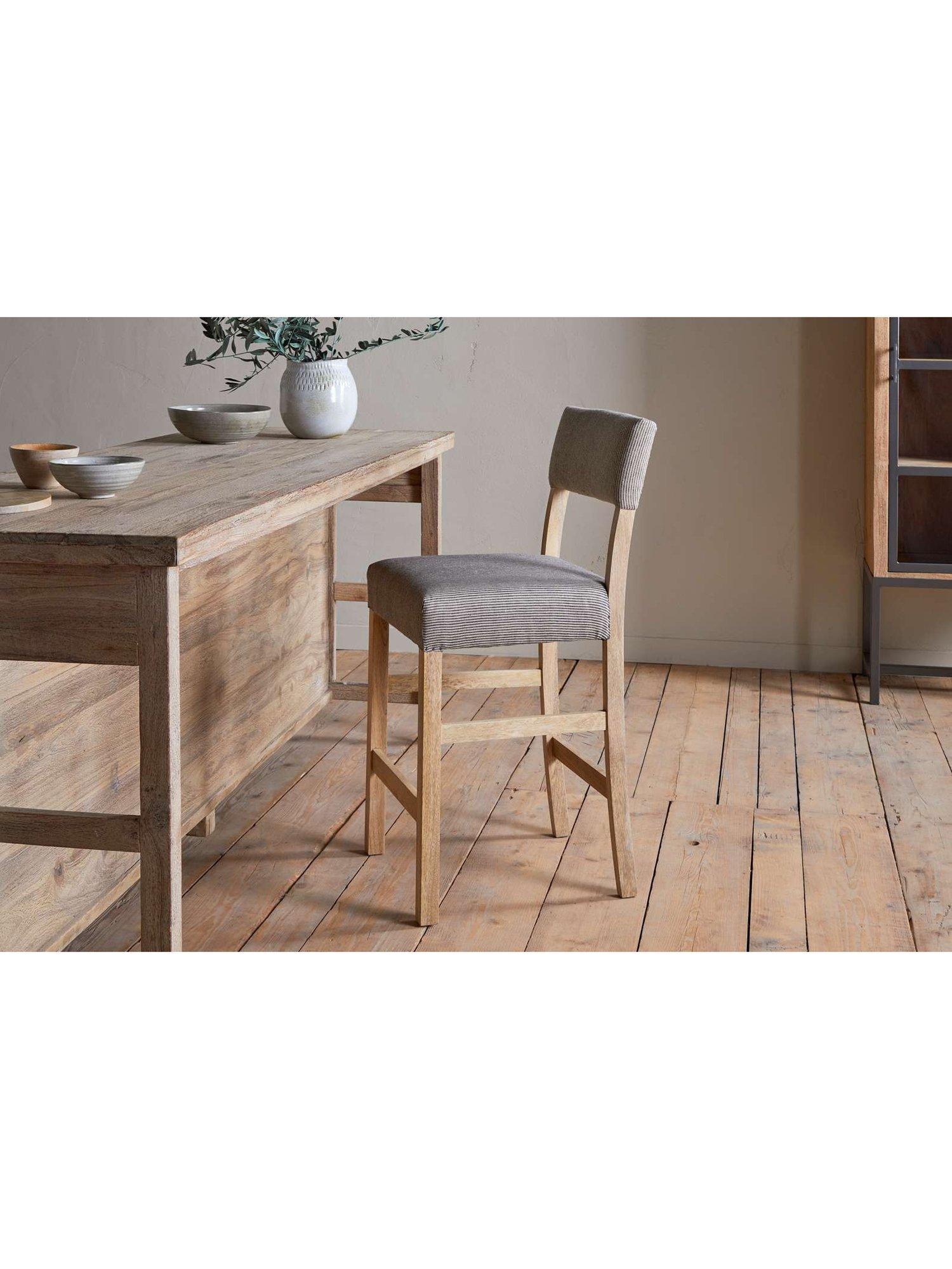 nkuku Nadeeka mango wood counter chair natural finish, imported from the UK