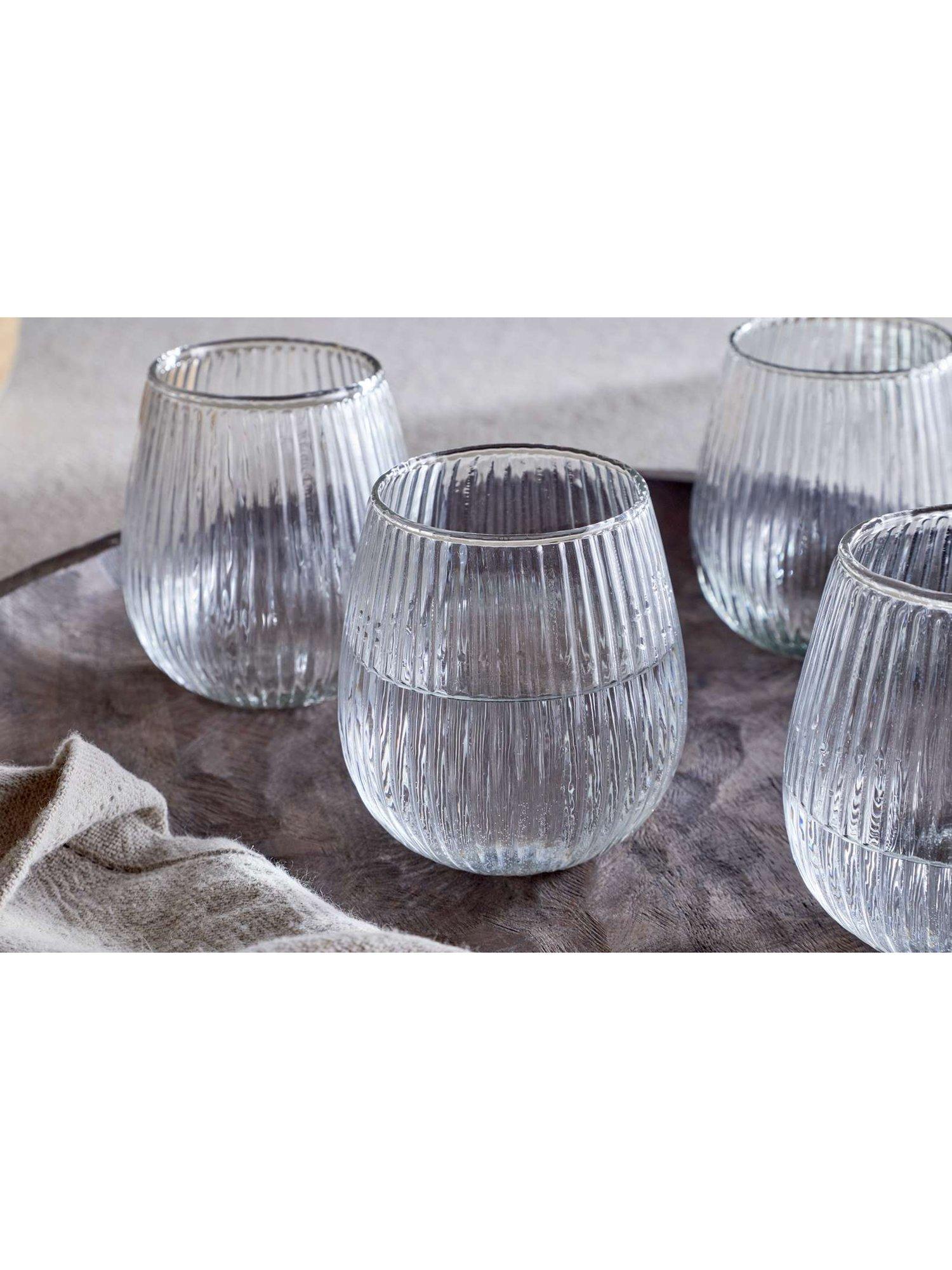 nkuku ribbed glass tumblers set of 4 400ml, UK version