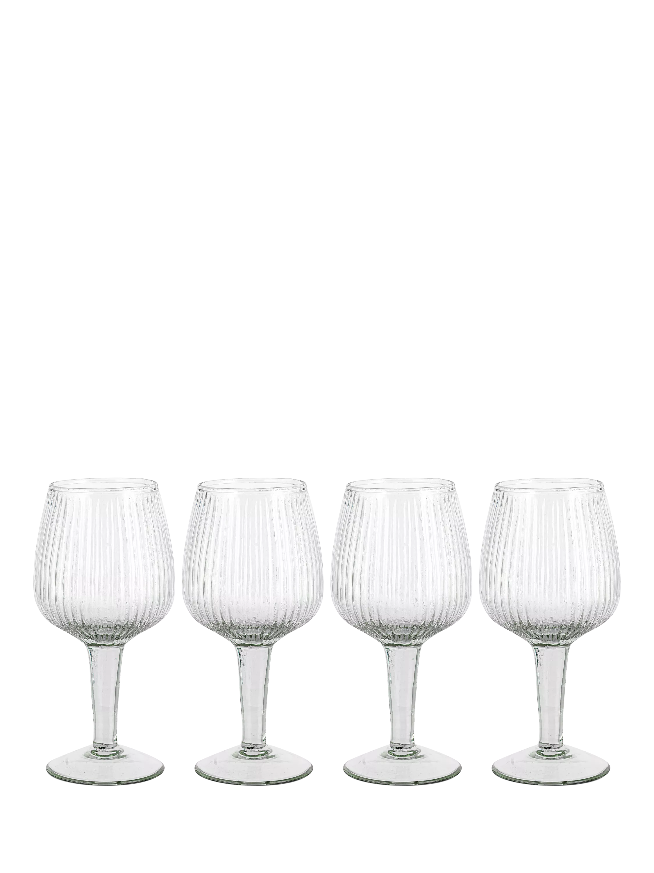 nkuku Otuba ribbed wine glass set of 4 450ml clear (British brand)