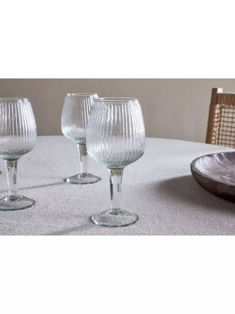 nkuku Otuba ribbed wine glass set of 4 450ml clear (British brand)