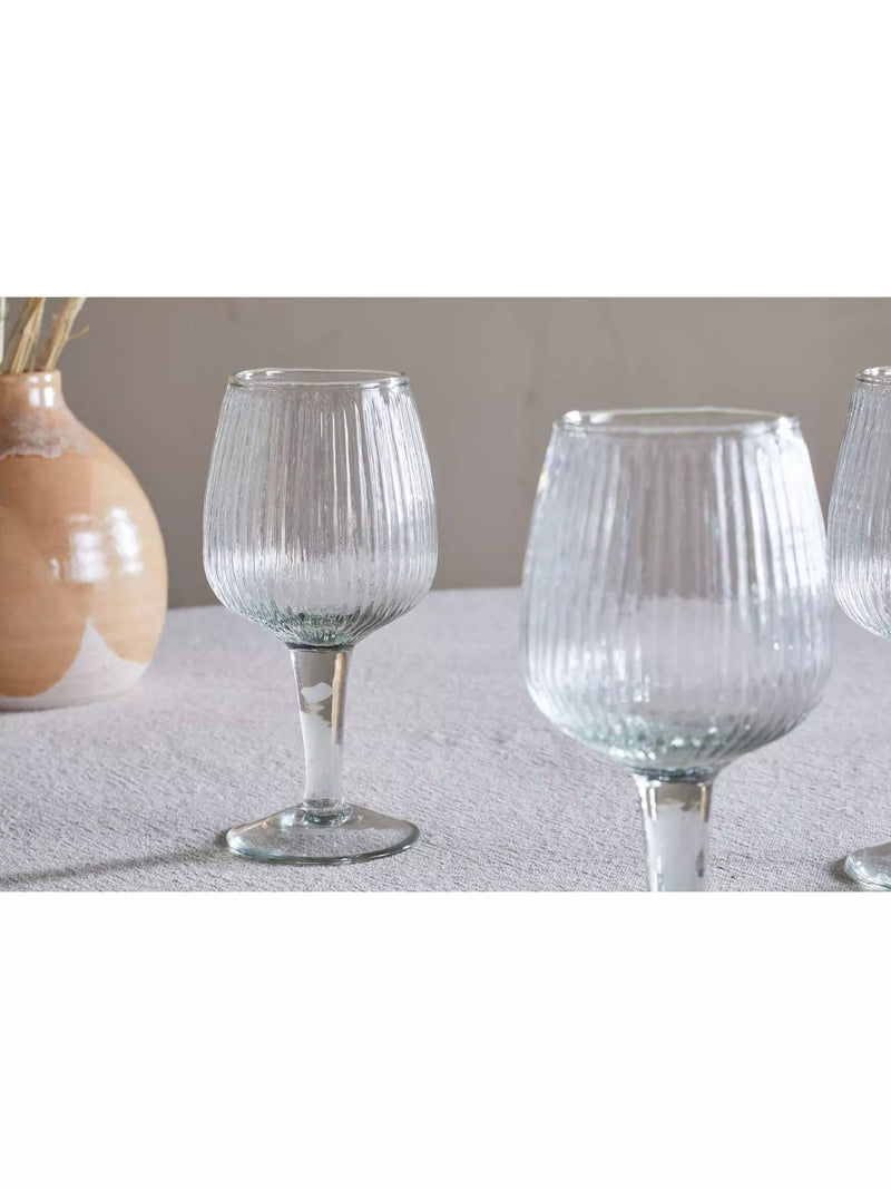 nkuku Otuba ribbed wine glass set of 4 450ml clear (British brand)