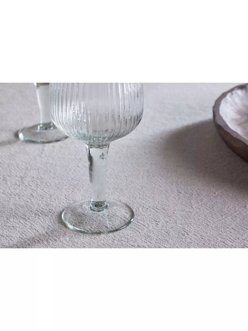 nkuku Otuba ribbed wine glass set of 4 450ml clear (British brand)