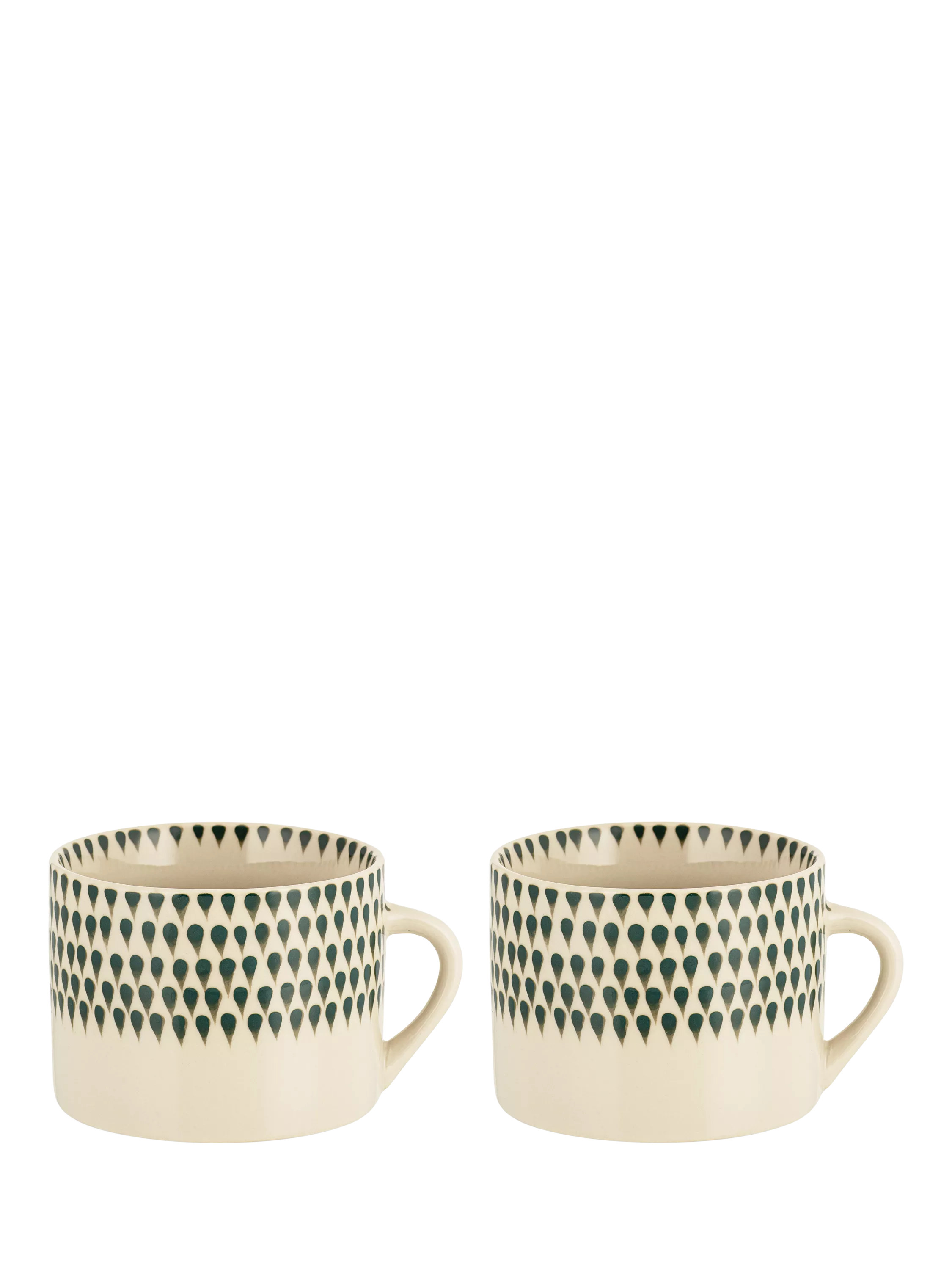 nkuku Juniper Drop ceramic mug set 370ml cream green (British brand)