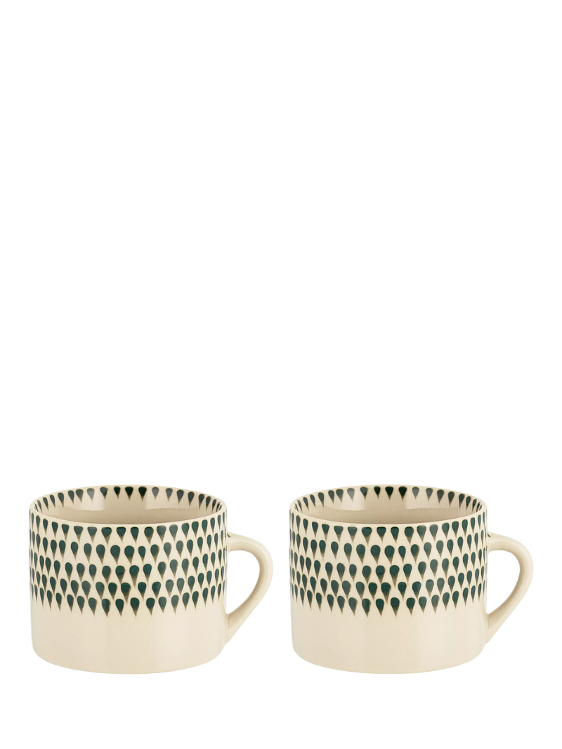 nkuku Juniper Drop ceramic mug set 370ml cream green (British brand)