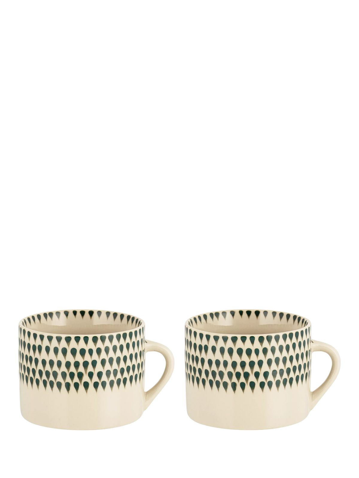 nkuku Juniper Drop ceramic mug set 370ml cream green (British brand)