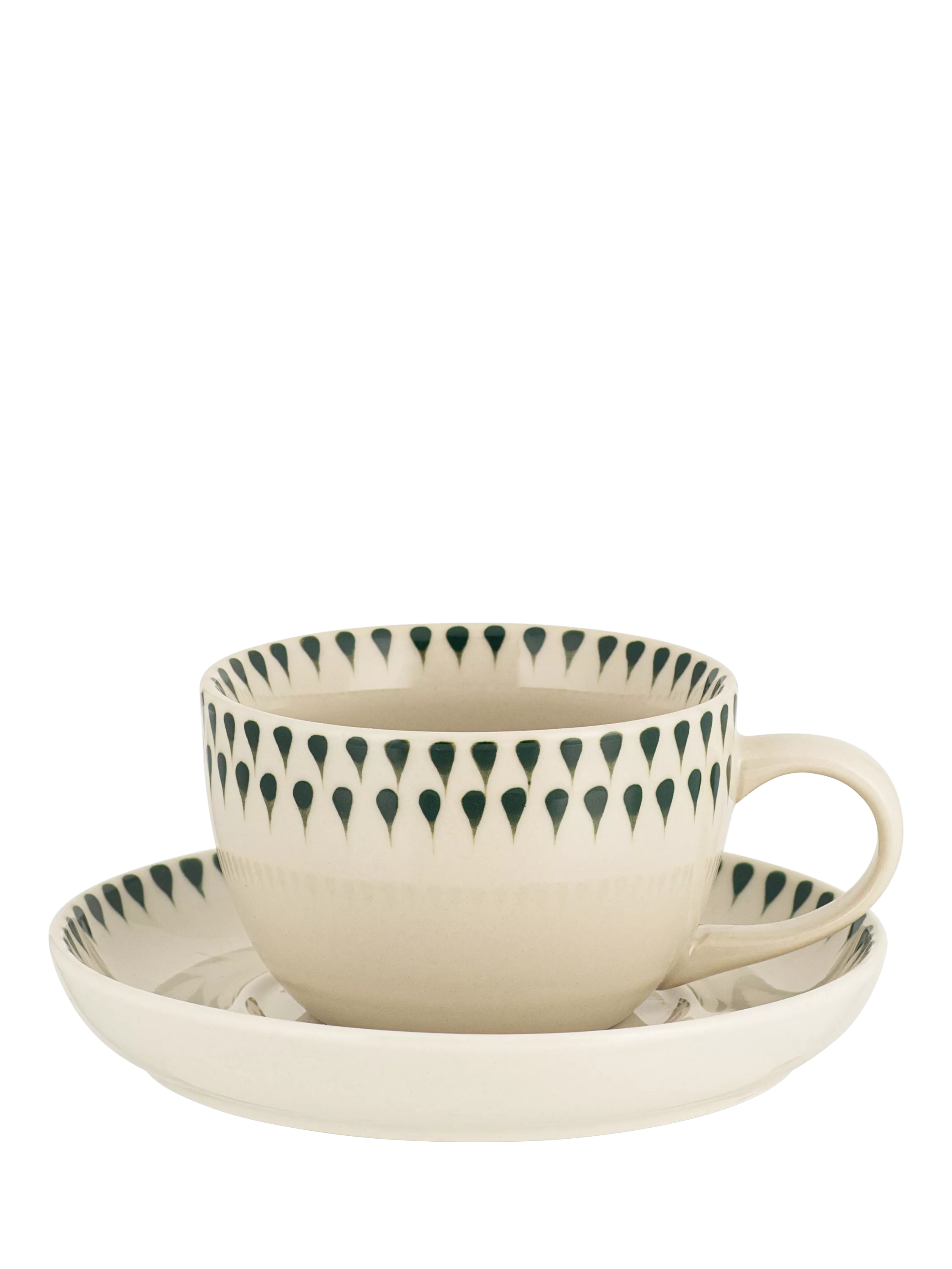 nkuku cup and saucer set Juniper Drop cream green 150ml, UK version