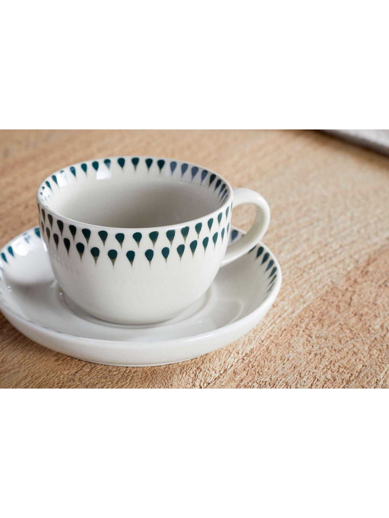 nkuku cup and saucer set Juniper Drop cream green 150ml, UK version
