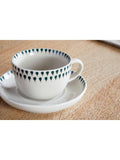 nkuku cup and saucer set Juniper Drop cream green 150ml, UK version