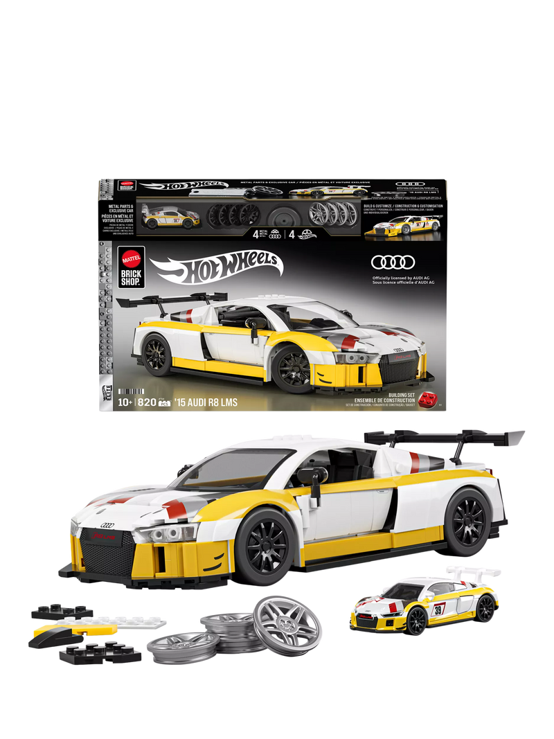 Hot Wheels Mattel Brick Shop '15 Audi R8 LMS Buildable Toy Car Set
