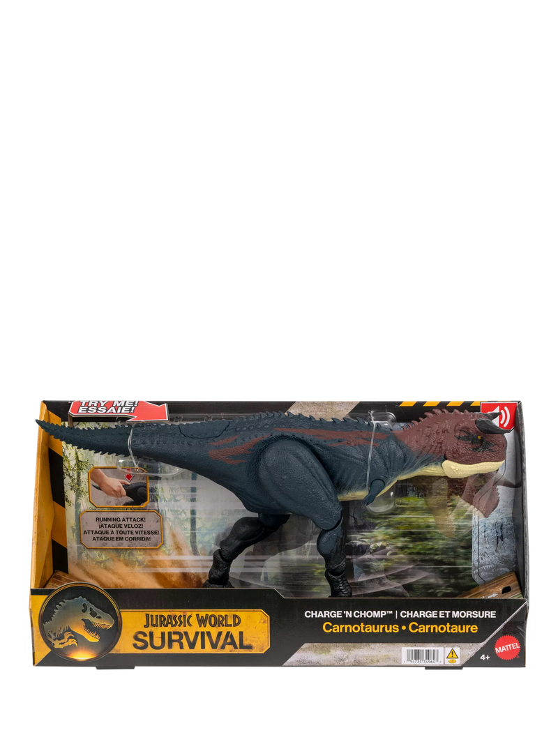 Jurassic Park Charge 'N Chomp Carnotaurus dinosaur toy, UK version