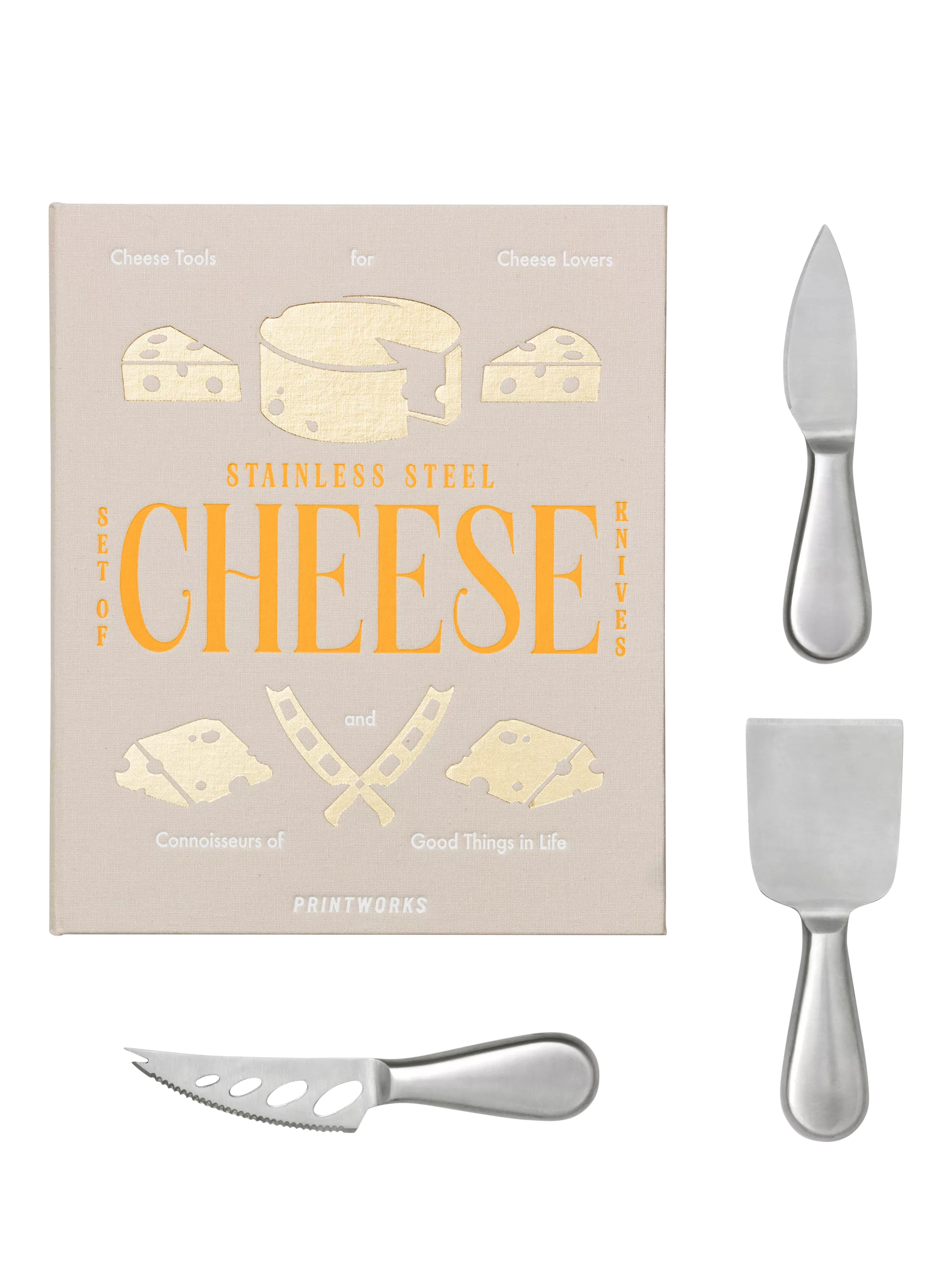PRINTWORKS cheese tools gift set with three knives, UK version