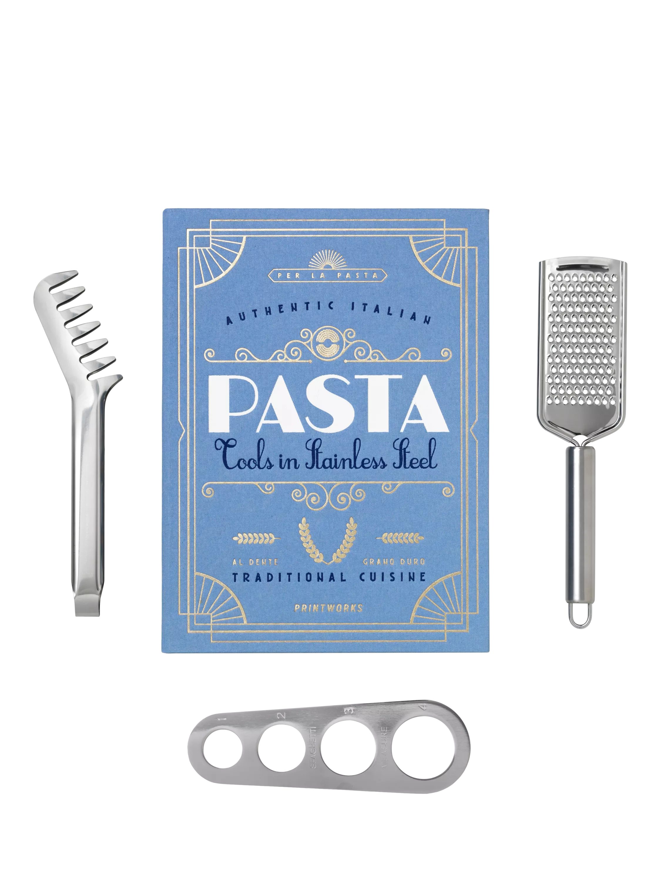 PRINTWORKS pasta tools gift set with measurer, tongs, grater - British product