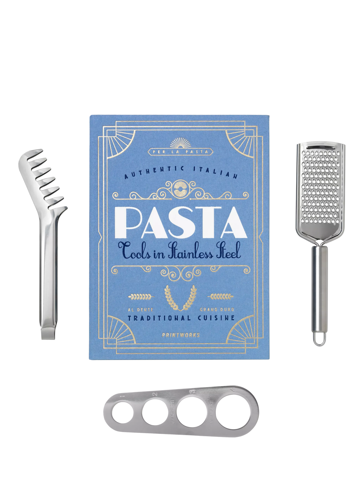 PRINTWORKS pasta tools gift set with measurer, tongs, grater - British product