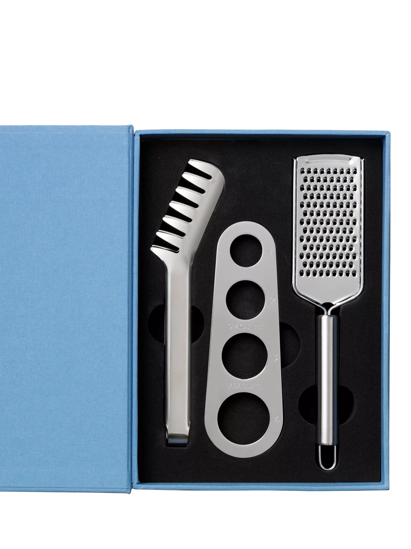 PRINTWORKS pasta tools gift set with measurer, tongs, grater - British product