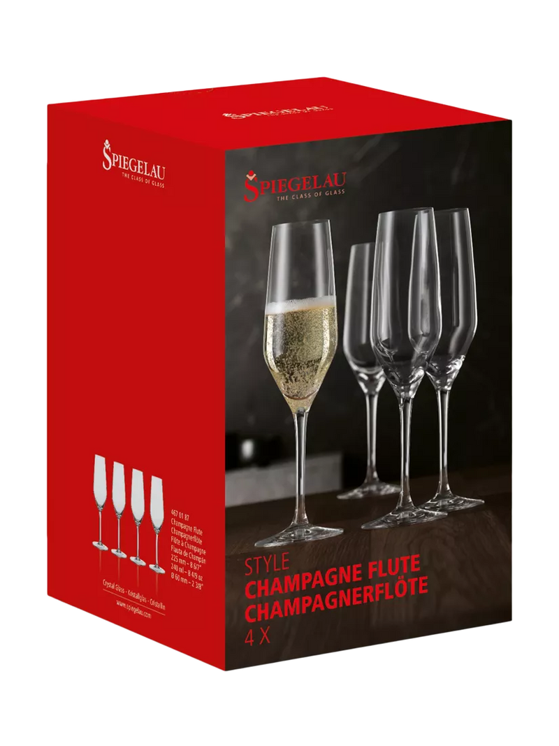 Spiegelau crystal champagne flute set of 4 240ml, imported from the UK