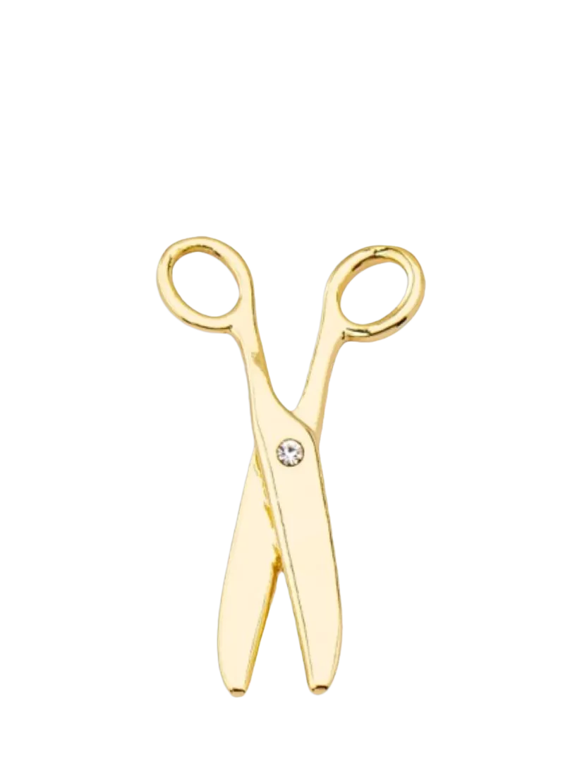 frkl. Rebel Hearts gold scissor charm with crystals, imported from the UK