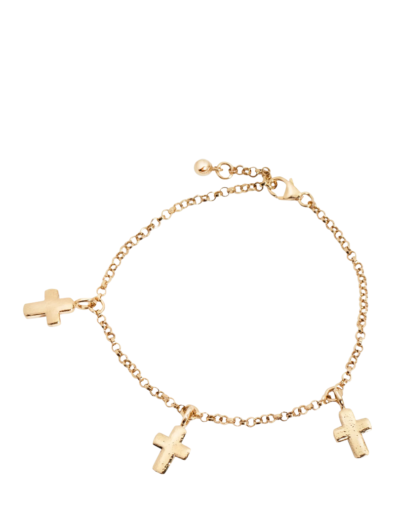 Recognised cross trio charm bracelet 18cm (British brand)