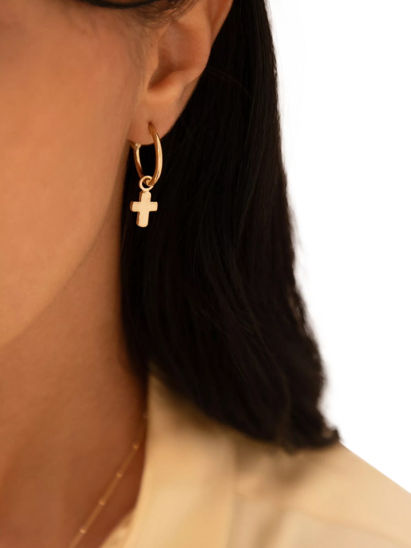 Recognised faith cross hoop earrings, UK version