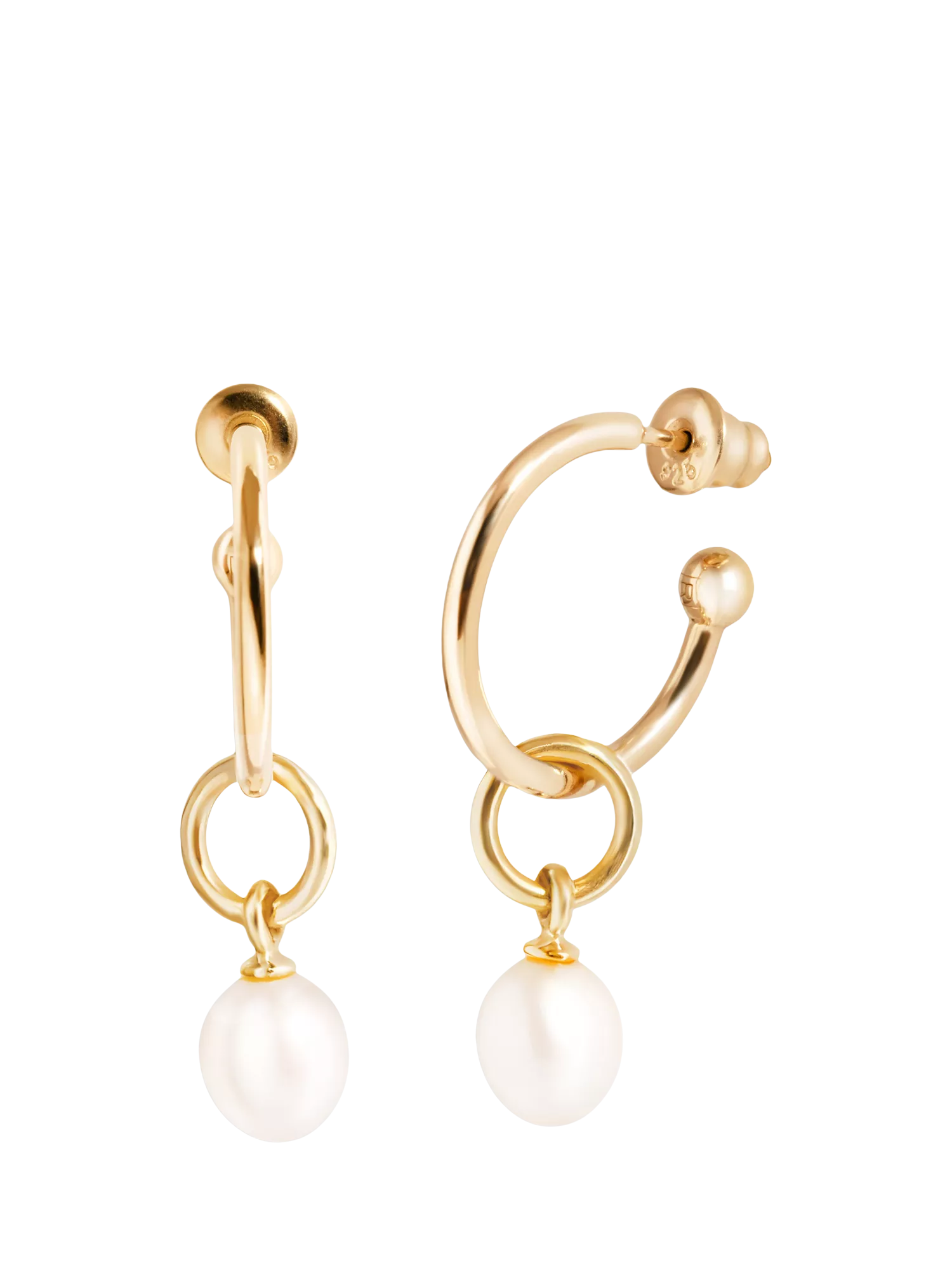 Recognised pearl hoop earrings gold vermeil - British product