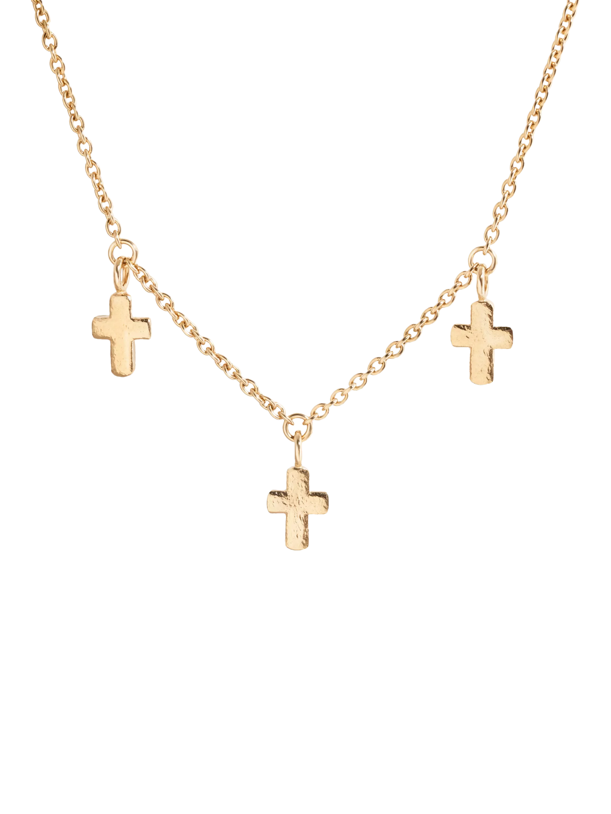 Recognised gold plated sterling silver trio cross necklace (British brand)