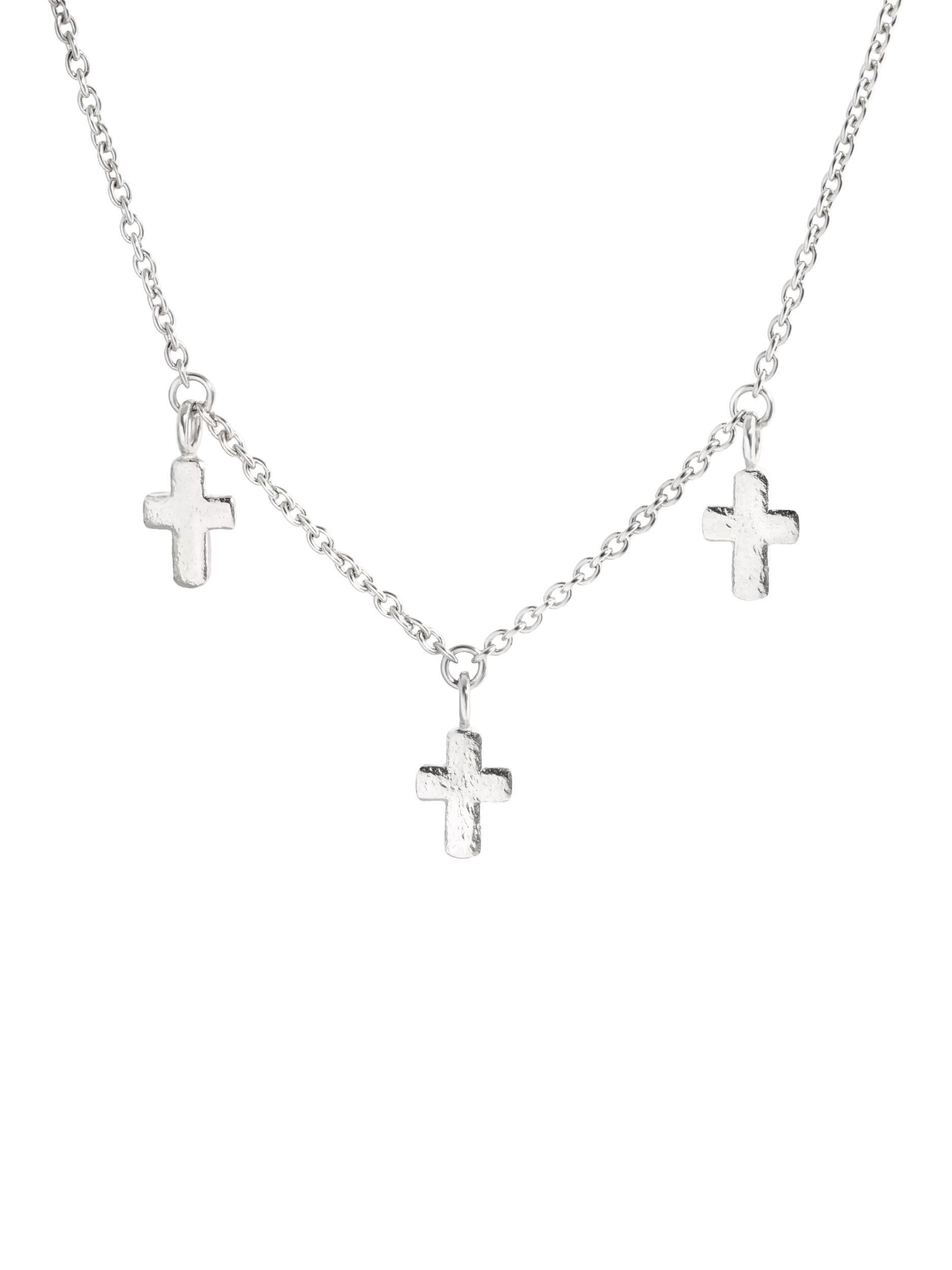 Recognised Cross Trio Necklace Gold Plated Vermeil 40-45cm