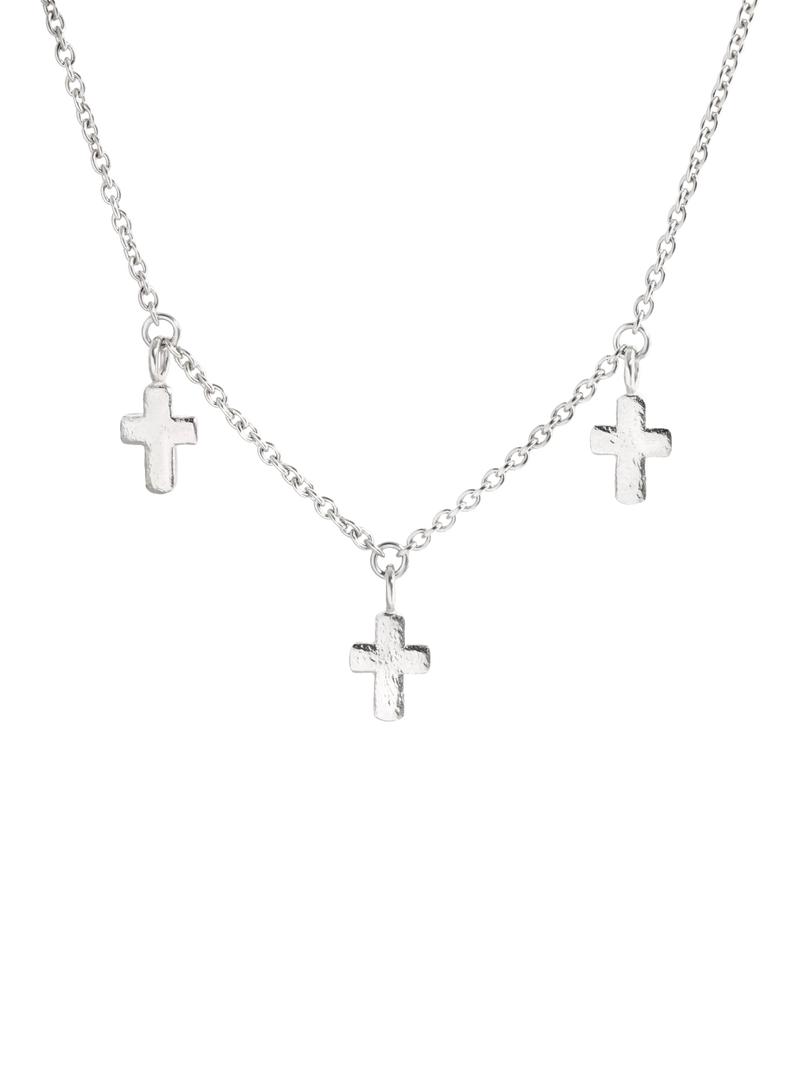 Recognised Cross Trio Necklace Gold Plated Vermeil 40-45cm