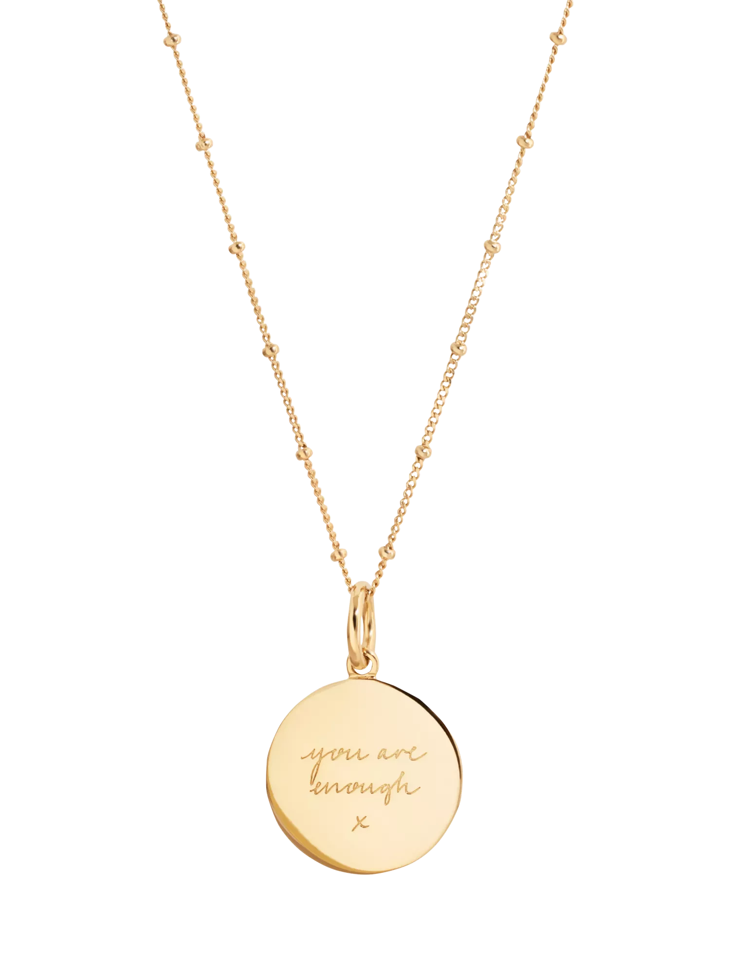 Recognised You Are Enough pendant necklace gold vermeil - British product