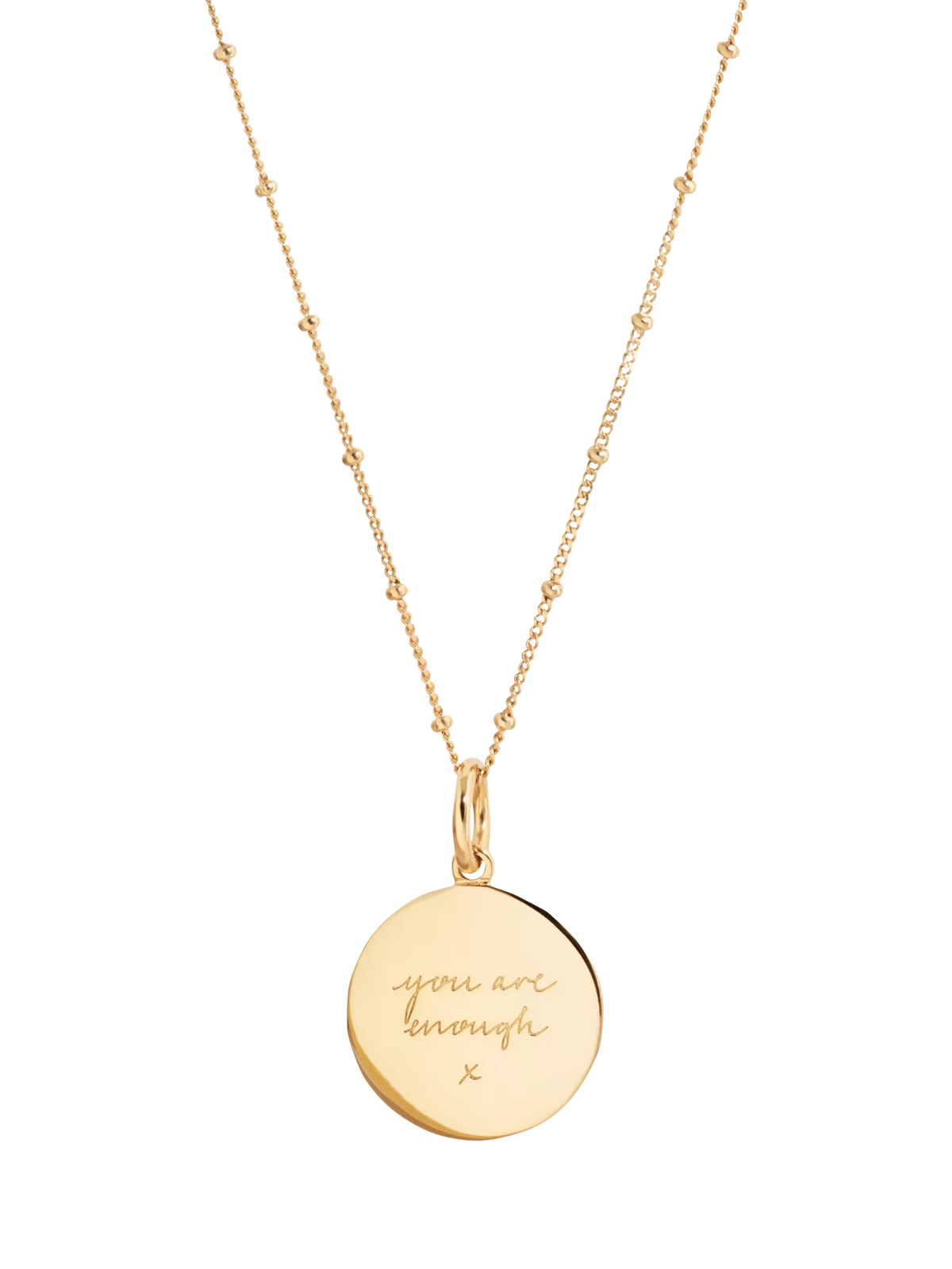 Recognised You Are Enough pendant necklace gold vermeil - British product