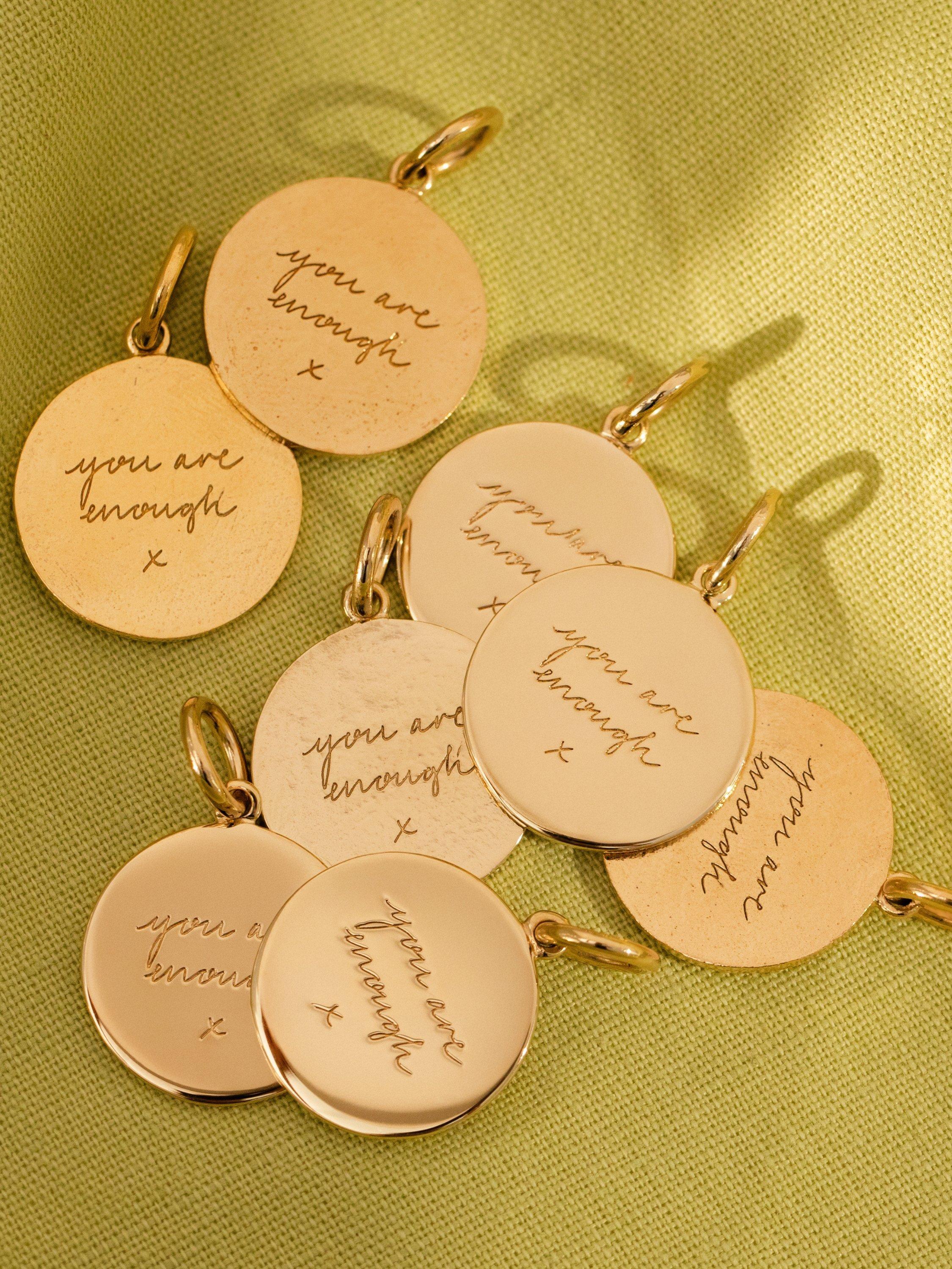 Recognised You Are Enough pendant necklace gold vermeil - British product