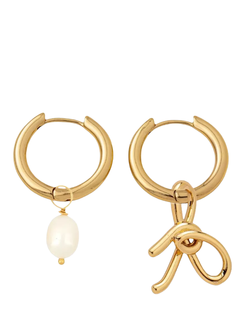 frkl. bow pearl drop earrings gold plated - British product