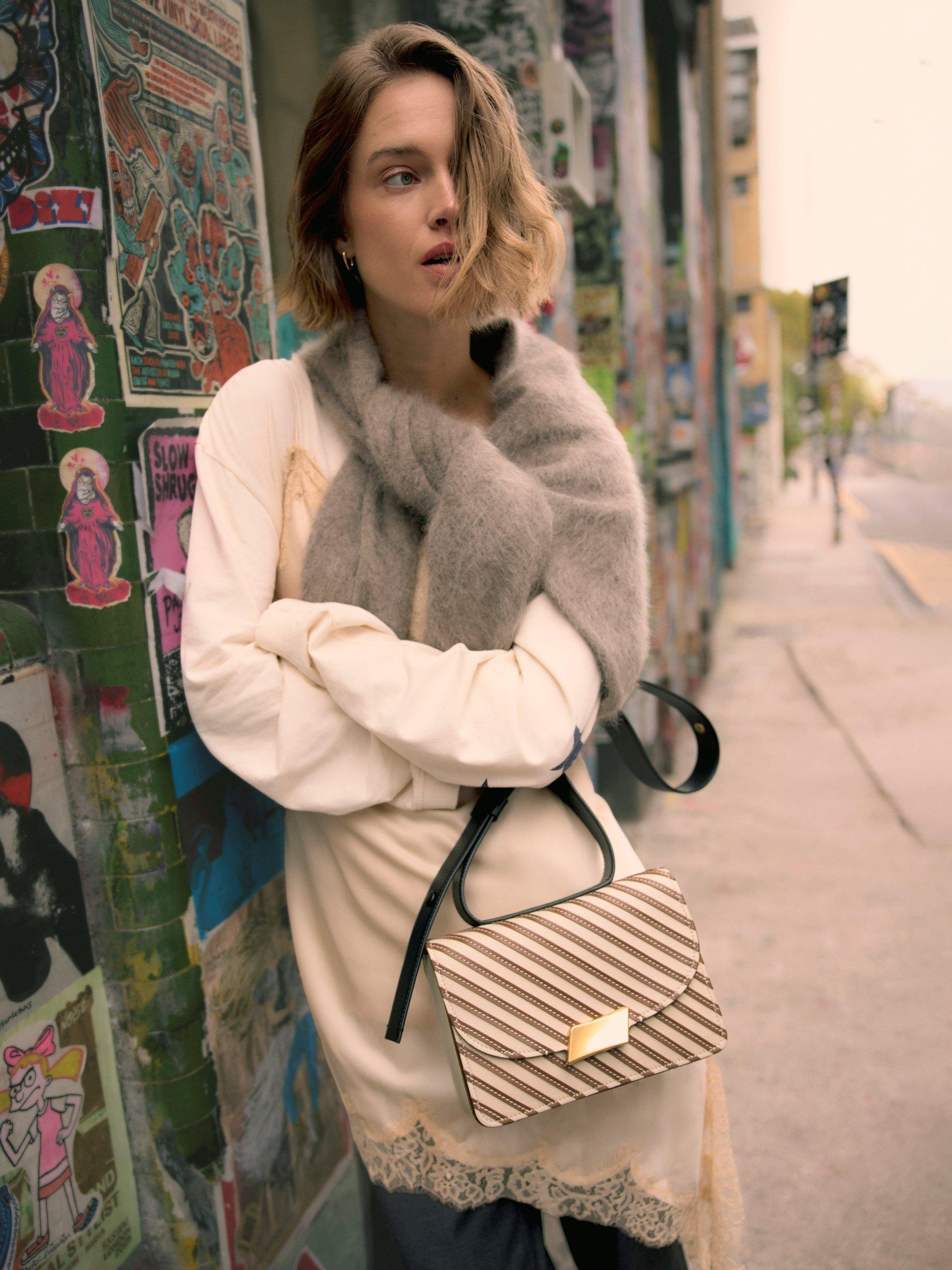 Radley Belsize Stripe small shoulder bag in Salt (British brand)