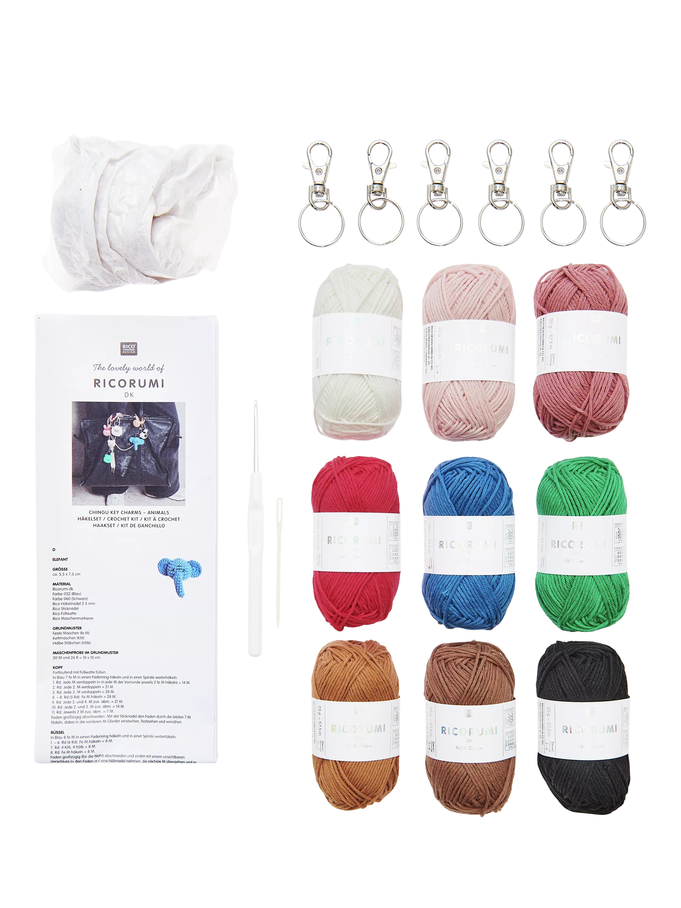 Rico Design Ricorumi animal keyring crochet kit, imported from the UK