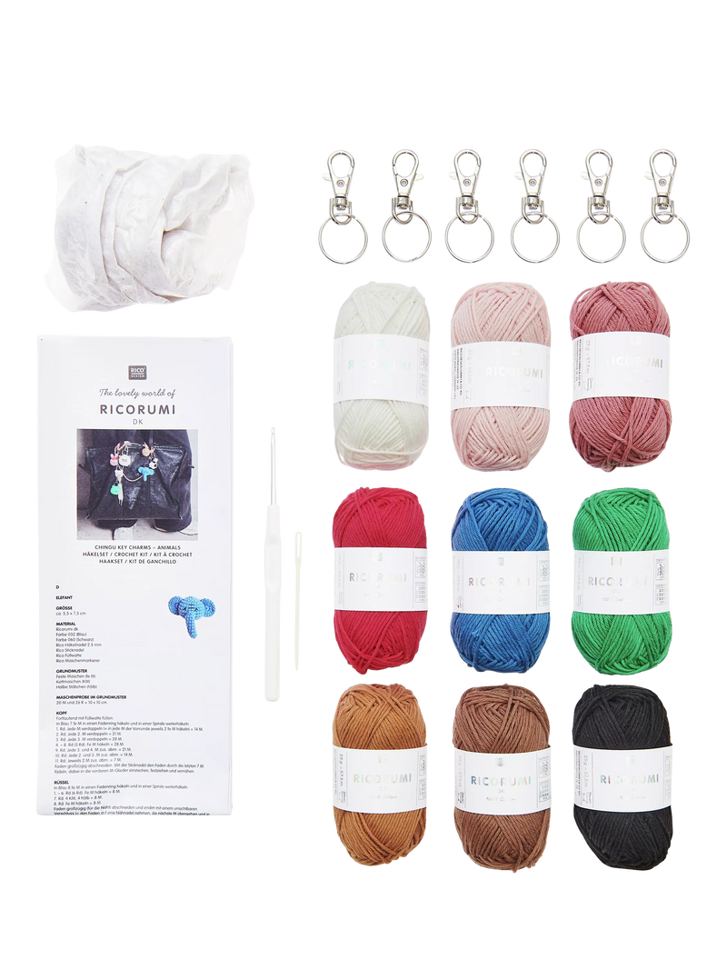 Rico Design Ricorumi animal keyring crochet kit, imported from the UK