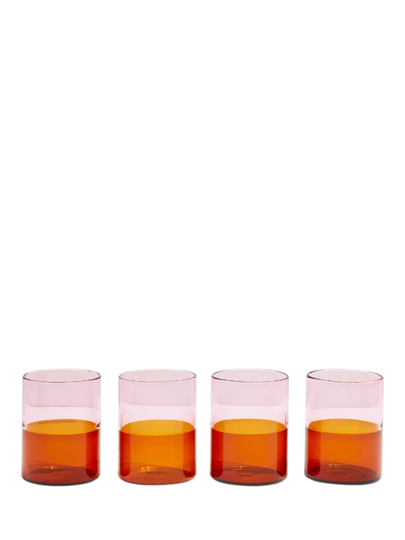 Fazeek two-tone glass tumblers pink amber 270ml - British product