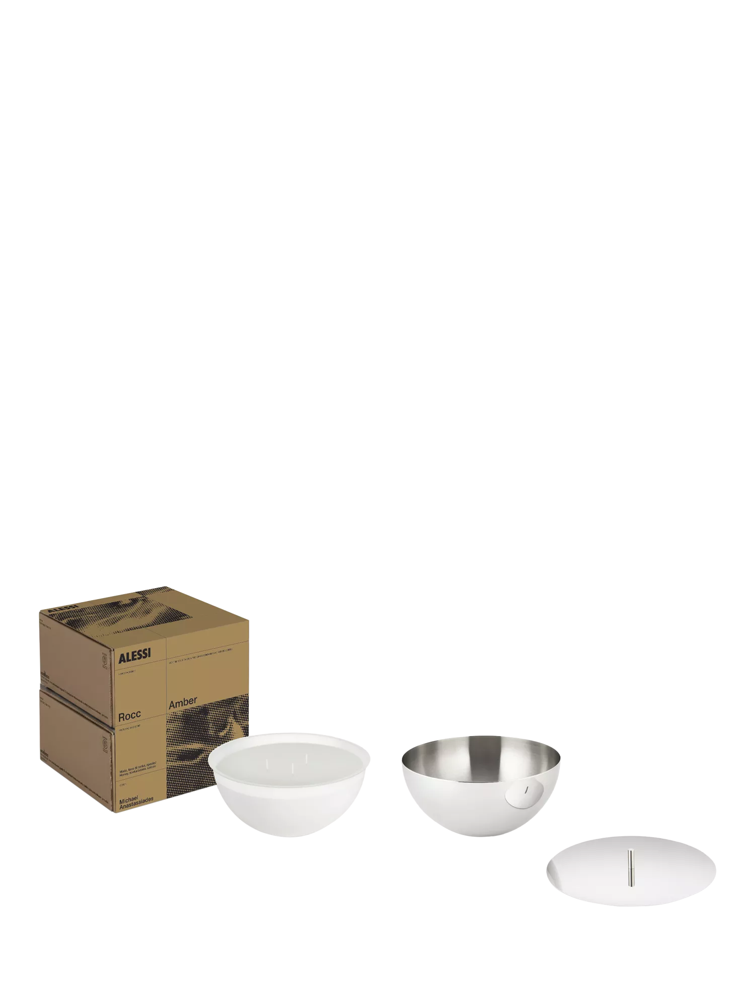 Alessi Rocc Small Stainless Steel Jar & Wax Candle, Amber