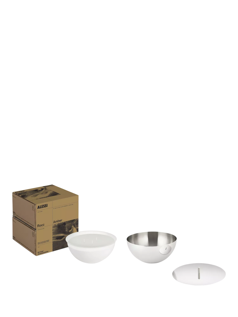 Alessi Rocc Small Stainless Steel Jar & Wax Candle, Amber