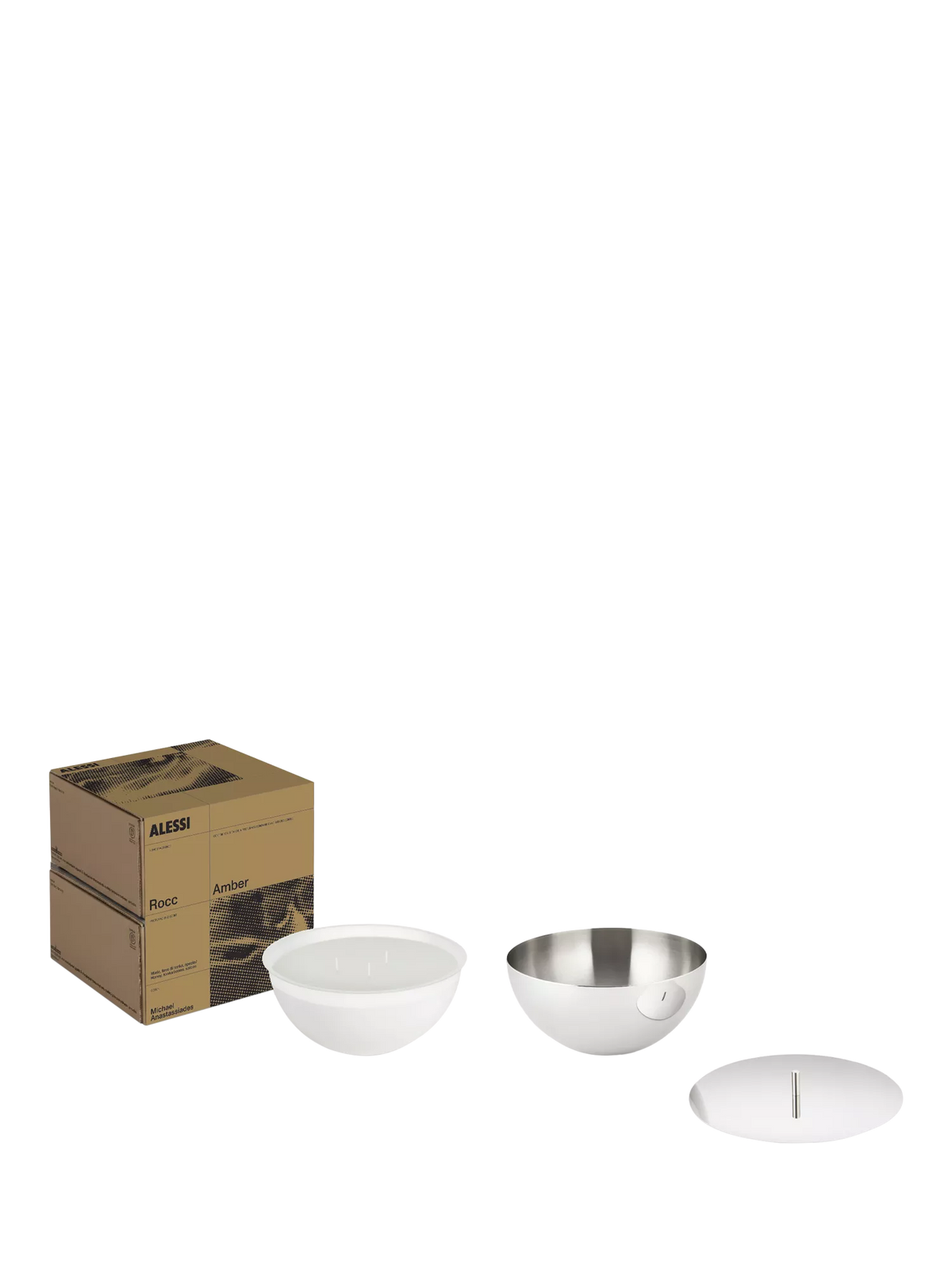 Alessi Rocc Small Stainless Steel Jar & Wax Candle, Amber