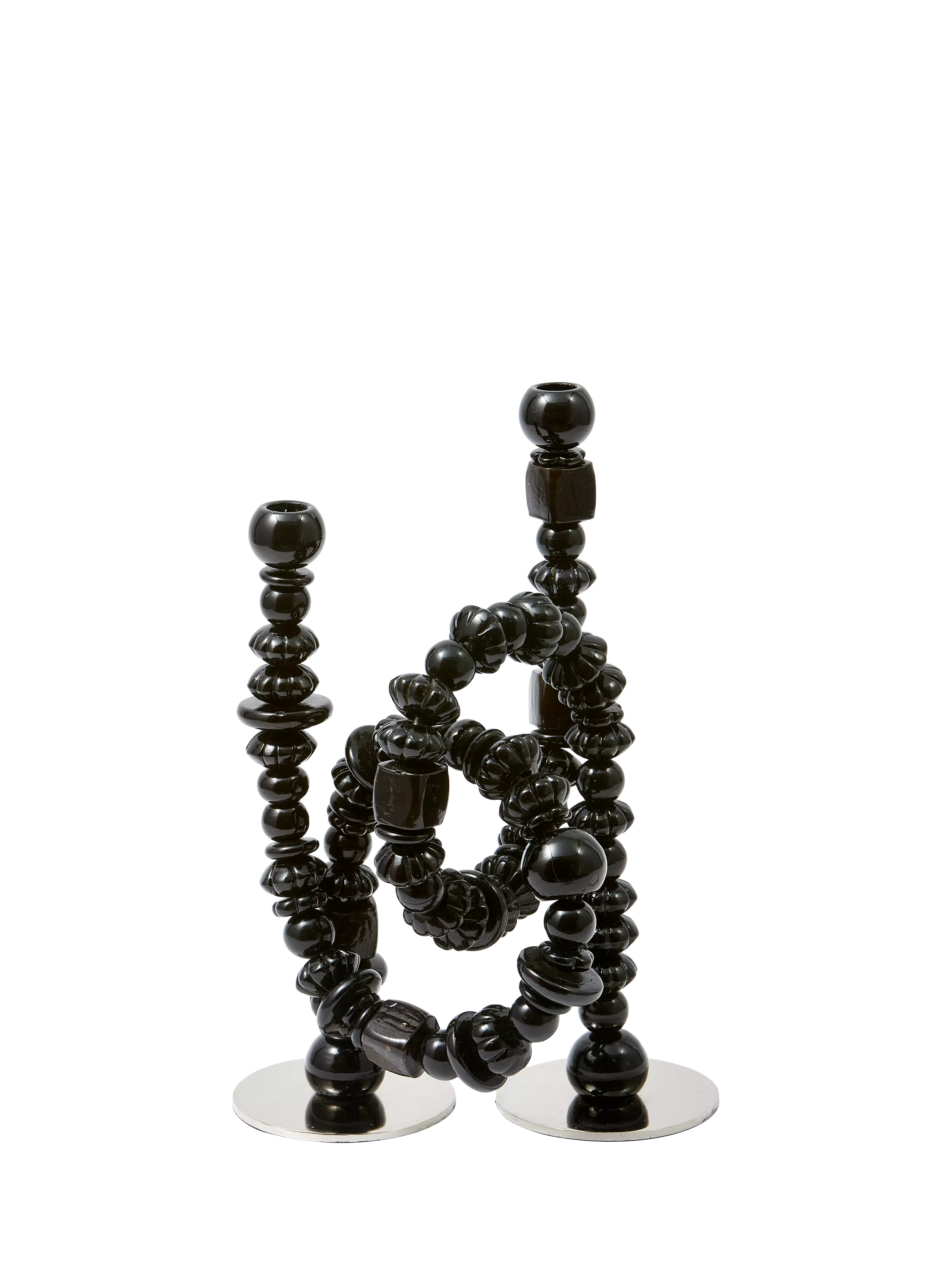 pols potten Beads Candle Holder black handmade glass - British product