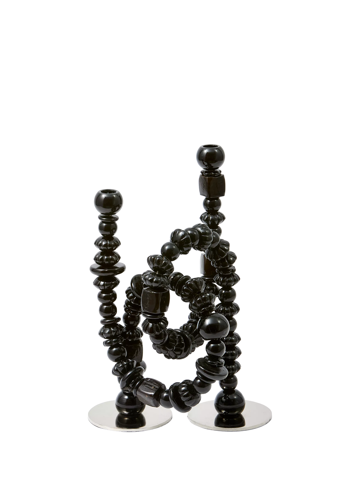 pols potten Beads Candle Holder black handmade glass - British product