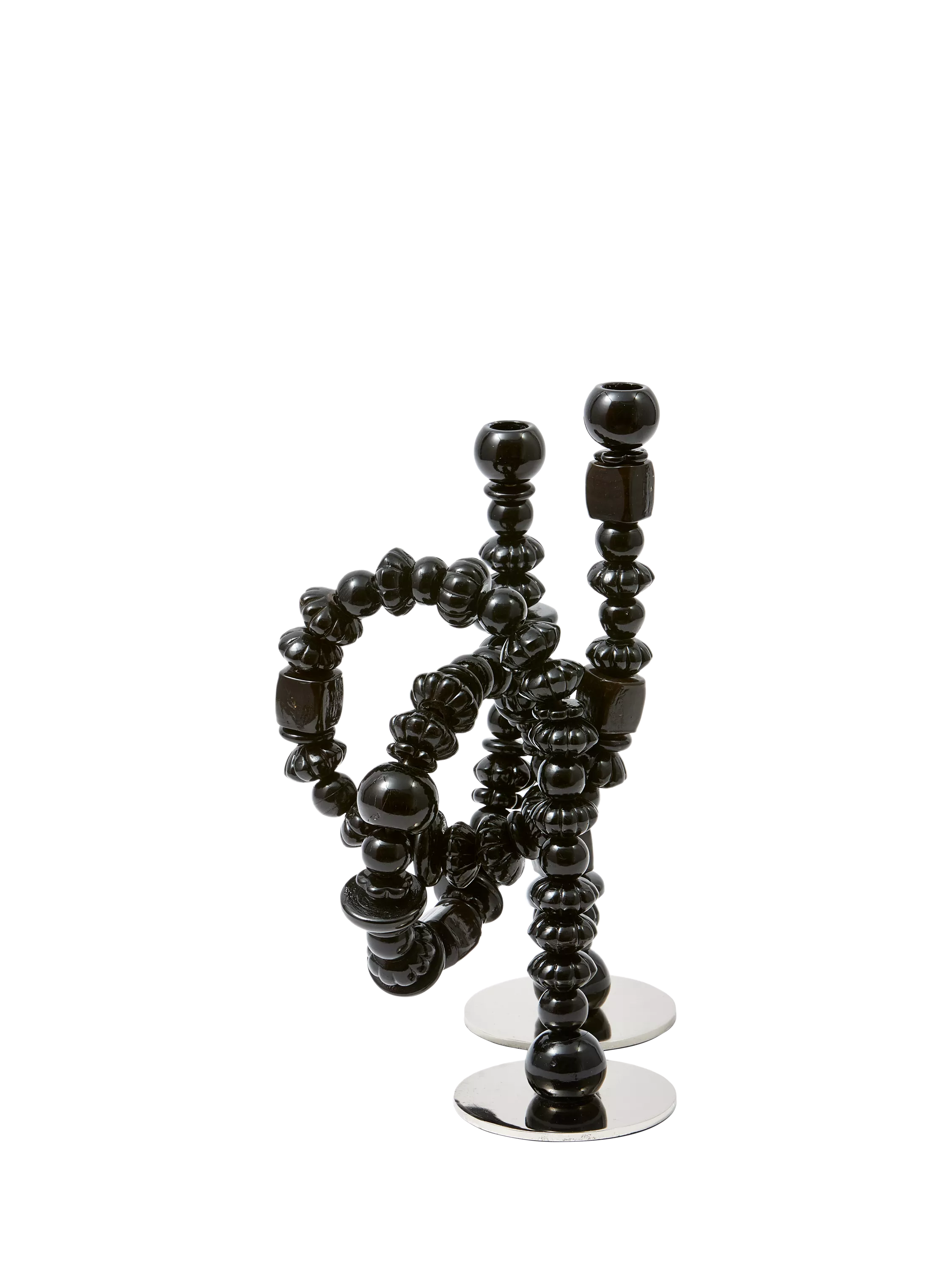 pols potten Beads Candle Holder black handmade glass - British product