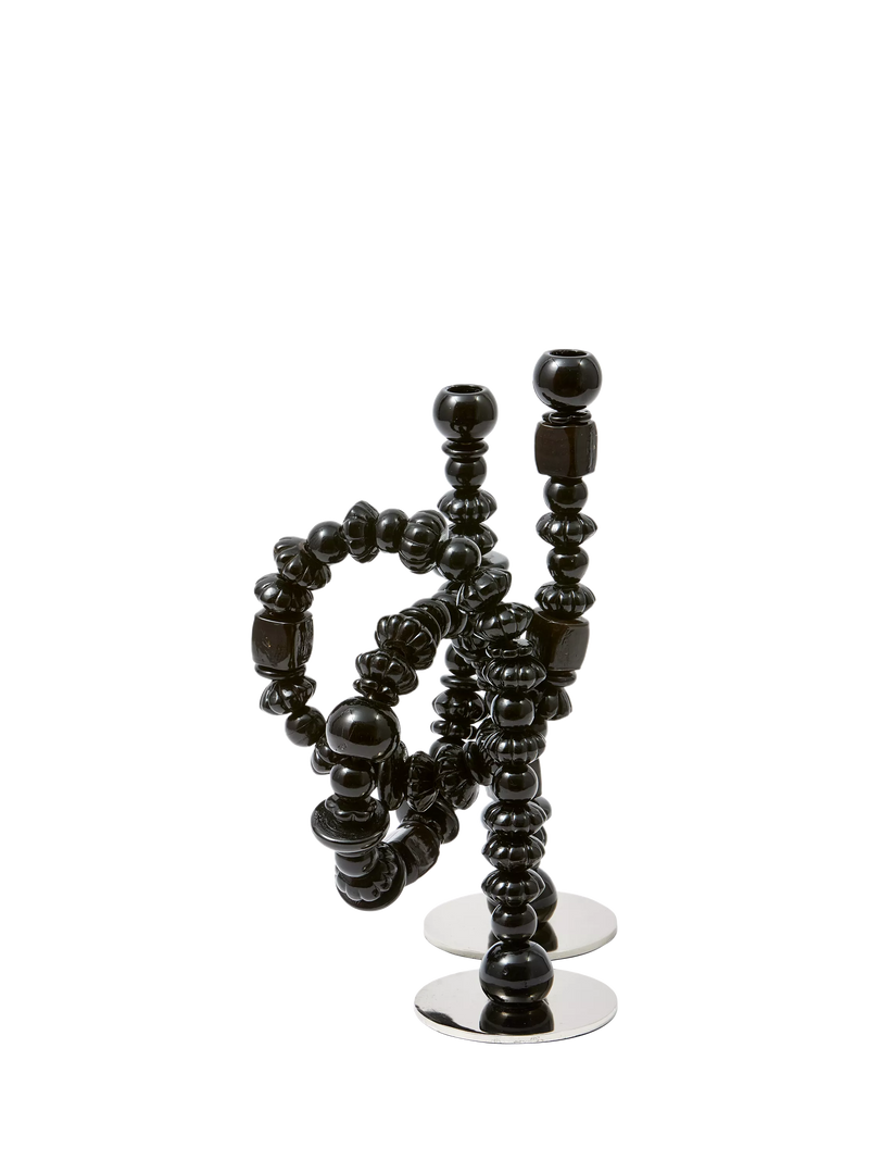 pols potten Beads Candle Holder black handmade glass - British product