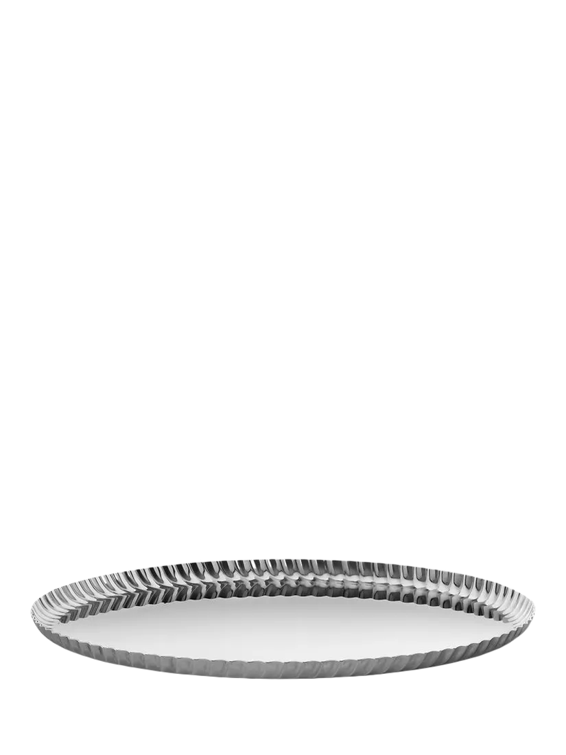 Alessi Pleats Large Round Stainless Steel Tray, 31cm, Silver