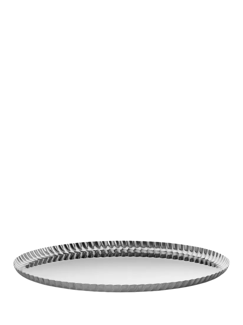 Alessi Pleats Large Round Stainless Steel Tray, 31cm, Silver