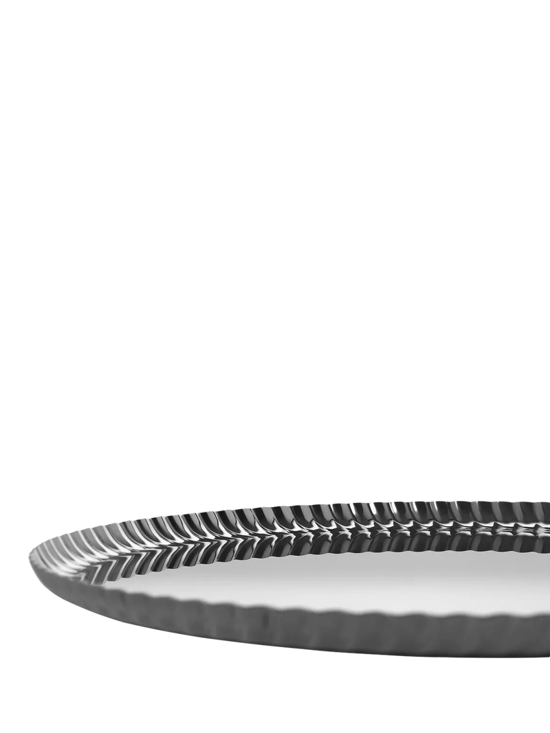 Alessi Pleats large round stainless steel tray 31cm, UK version