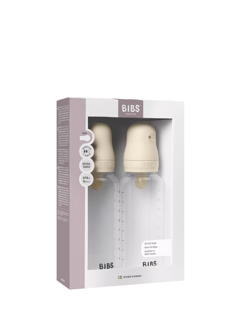 BIBS latex baby bottle medium flow pack of 2 270ml, imported from the UK